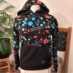 Switch Retro 90s Splatter Neon Paint Hoodie Sweatshirt Junior 12-14 W Small